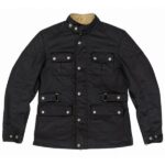 ExMoto Bristol Schwarze Jacke aus gewachster Baumwolle